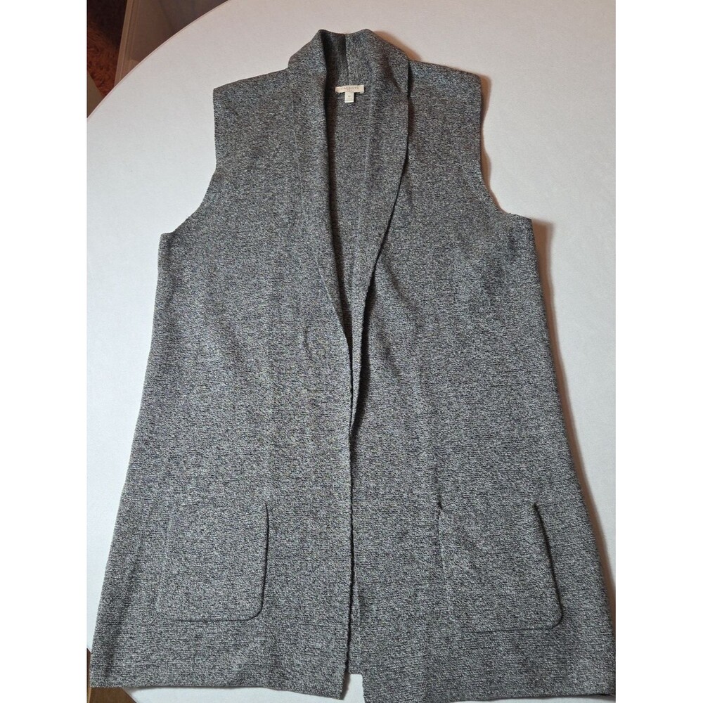 Talbots Gray 100% Cotton Sleeveless Drapey Cardigan Sweater Size M